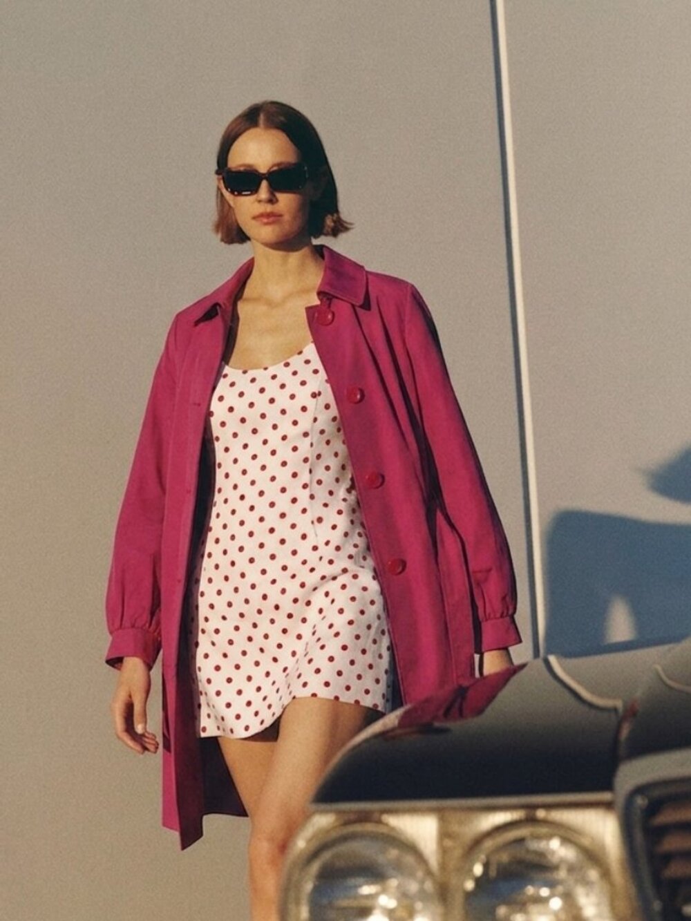 DKNY Fuchsia Pink Trench Coat